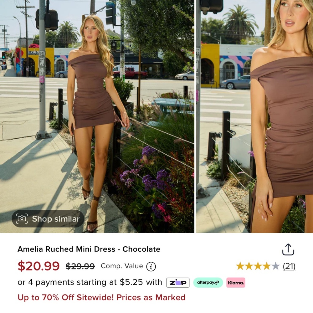 Fashion nova brown ruched mini dress
